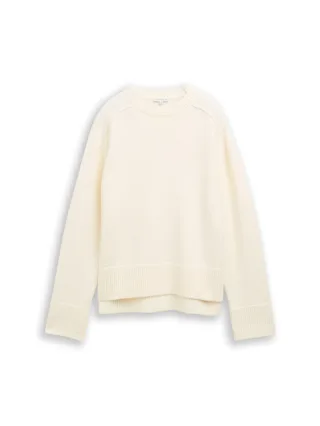 Tom Tailor - Loose Fit Strickpullover whisper white - Gr. - S
