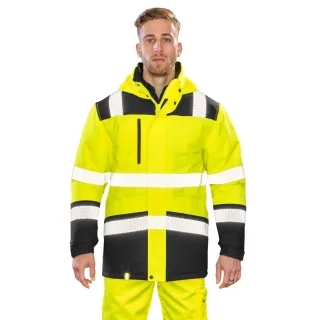 SAFE-GUARD by Result - Softshelljacke Zum Bedrucken für Herren - Sicherheit (Fluoreszierendes Gelb/Schwarz)