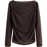 Next Blusenshirt Langärmeliges Mesh-Oberteil mit U-Boot-Ausschnitt (1-tlg)