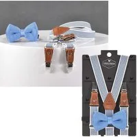 Sir Redman Hosenträger Kids Kinderhosenträger, Set, Fliege, mit Hosenclips, 80cm lang, blau weiß
