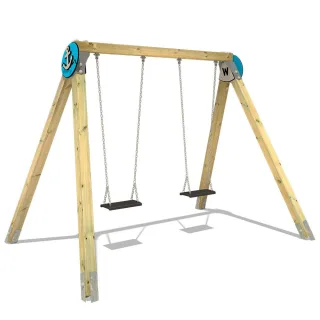 Robuste Doppelschaukel PRO Atol für öffentliche Spielplätze - Massivholz Spielgerät DIN EN 1176 zertifiziert - Ideal für Kindergärten - Wickey