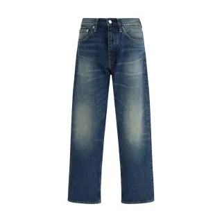 Sonnenblumenblaue Baumwoll-Jeans im entspannten Schnitt