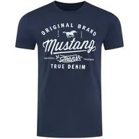 MUSTANG T-Shirt Herren Printshirt Basic Print Regular Tee (1-tlg) Kurzarm Tee Shirt mit Rundhalsausschnitt aus 100% Baumwolle