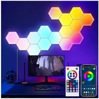 Jibenhome LED Dekolicht Hexagon LED Panel, Sechseck Light, Musik Sync, Smart Wandleuchte, RGB, Mit Bluetooth-App und Fernsteuerung Ambiance Wandleuchter für Gaming