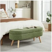 BBWL Stauraumhocker mit Stauraum 110 cm, Polsterbank mit Chenille-Bezug/Samt, Schuhbank, Sitzbank für Flur Schlafzimmer Wohnzimmer