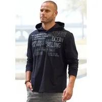 John Devin Kapuzenshirt Langarmshirt bedruckt mit Kapuze aus strukturierter Baumwoll-Qualität