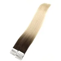 Haarwelten Deluxe Hair Extensions Echthaar-Extension Tape in Hair Echthaartapes, "Caramel Blond" Ombré, Remy Haar für Haare, 100% Echthaartresse für Extensions als Tape