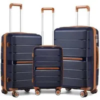 British Traveller Handgepäck-Trolley Reisekoffer Hartschalenkoffer aus 100% PP 8 Spinnerräder, TSA-Schloss