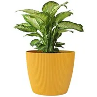 KONZEPT Blumentopf 5,2 l, gerillte Struktur 22 cm, Übertöpfe für Zimmerpflanzen, ideal für Wohnzimmer, Küche und Balkon