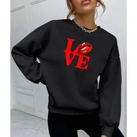 RMK Rundhalspullover Damen Winter Pullover Oversize Love Pulli Hoodie Loose Fit mit Baumwolle Liebe
