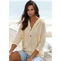 LASCANA Kapuzenshirt aus sommerlichem Waffelstrick Sommerhoody mit Knopfleiste