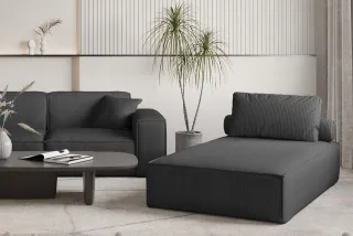 Chaiselongue Sezlong Liege CELES PREMIUM in Stoff Scala Schwarz