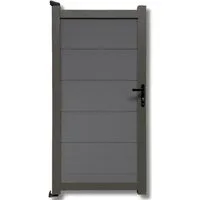 WPC Profi Zauneinzeltür XL Aluminium Garten Zaun Gartentor Alu Anthrazit massiv 90X180 cm, (Komplettset, mit Befestigung, Schloss, Anschlagschiene)