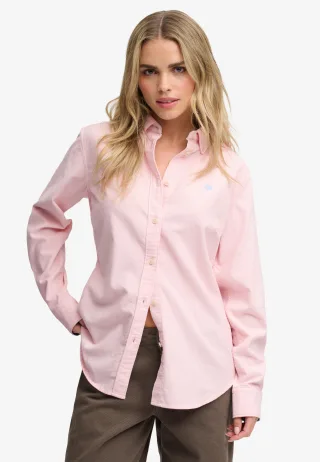 Superdry - Feincord-Hemd mit Knopfleiste kreiderosa - Gr. - 10