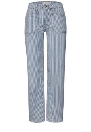 Street One - Stoffhose mit Streifenmuster blau - Gr. - 28