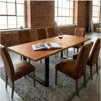 SAM® Baumkantentisch Sonja, massives Holz, echte Baumkante, Metallgestell U-Form, bis 3m