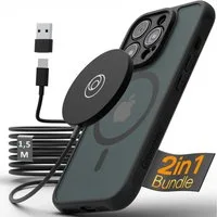 GreenHec Handyhülle Hülle + MagSafe Ladegerät iPhone 17 16 15 14 13 12 Pro Max Air, Wireless induktiv für Apple Schutzhülle Kabellos Schwarz Case