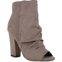 VAN HILL 21367940 NH 77065 Damen Stiefeletten Taupe 40 Stiefelette Damen Peeptoes Stiefeletten Blockabsatz Basic Absatz-