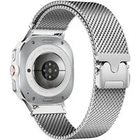 Wigento Smartwatch-Armband Für Samsung Galaxy Watch 8 / 8 Classic Milan Edelstahl Armband Silber, Milanese Geflecht, verstellbar, Parachute Verschluss