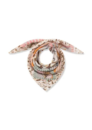3er PACK - Bandana aus feiner Modal-Baumwoll-Mischung mit Mustermix und DOLCE VITA-Schriftzug beige - Gr. - one size