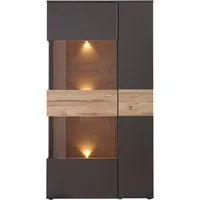 FORTE Vitrine Como Highboard, LED Beleuchtung Einlegeböden, Glastüre, Soft Close