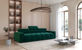 Bigsofa Couchgarnitur DARCY Megasofa in Stoff Salvador Flaschengrün