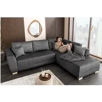 riess-ambiente Ecksofa NORWAY 250cm grau - Samt, Velours, Rundumbezug, Stauraum, inkl. Kissen, Einzelartikel 1 Teile, Modernes Ecksofa - ideal für Wohn- und Esszimmer und große Apartments