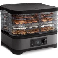 Springlane Dörrautomat Dora aus Edelstahl für Obst, Fleisch und Kräuter 400,00 W, LCD-Display, Spühlmaschinengeeignet, höhenverstellbare Dörrebenen