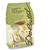 Dolcital Süßigkeit Torroncini mit Mandeln und Pistazien, Torroncini Teneri Mini Pistacchi, 130 g, weicher weißer Nougat, einzeln verpackt, Glutenfrei