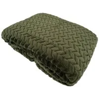Wohndecke Jacquard Kuscheldecke olivgrün » XL Flanell Wohndecke 200x180cm, VewoTex, » Wohndecke » wärmende Tagesdecke 350 g/m²