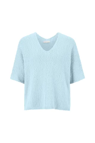 Rich & Royal - V-neck slub tape light aqua - Gr. - L