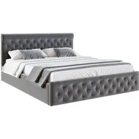 thematys Polsterbett 120x200–180x200 cm – Velours Samt Bett mit Bettkasten & Lattenrost (Optional mit 23 cm Taschenfederkern-Matratze H2 - hydraulisches Stauraumbett)