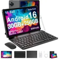 DOOGEE U11 Pro Android 16 Tablet mit Tastatur, Stift, Maus, Hülle, 11 Zoll Tablet (11", 256 GB, Android 16, WIFI, 8580mAh, 90Hz, 13MP+5MP, 5G WiFi/Widevine L1/ GPS/Face ID/OTG)