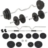vidaXL Hantel-Set Langhantel- und Kurzhantel-Set 30 kg