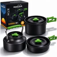Mojawo Wasserkessel Camping Kochtopfset 3 in 1 Leichtes Aluminium Topfset für Gasherde
