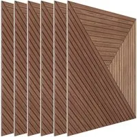 Rutaqian Wandpaneel Akustikpaneel selbstklebend 3D Wandpaneel Holzoptik 6er Set, BxL: 60x60 cm, 0,36 qm, (6 Wandpaneele, je 0,36 m², insgesamt 2,16 m²., 6 Wandpaneele, je 0,36 m², insgesamt 2,16 m) 60x60cm Akustikpaneele, selbstklebend, 3D Holzoptik