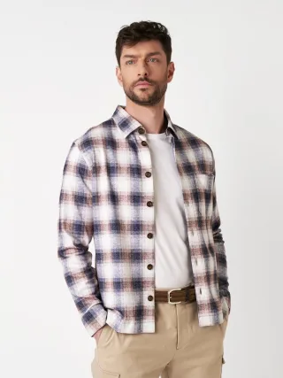 DESOTO - Casual Overshirt Kent sand check flannel - Gr. - XXL
