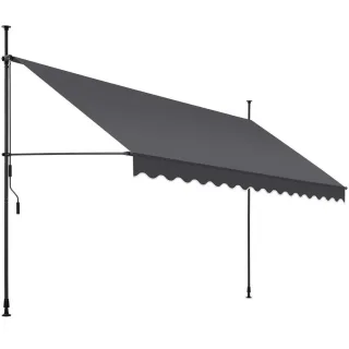tectake Klemmmarkise, Schwarz, Grau, Textil, Rechteckig, 400x304x180 cm, CE, Sonnen- & Sichtschutz, Markisen