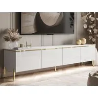 ALLHOUSE24 TV-Schrank TV-Schrank NELLY Metallbeine LED Beleuchtung Sideboard GOLD (1x TV Schrank) Breite 200 cm