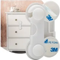 Casativo Kindersicherung Baby-Sicherungen klebend (10er-Set) für Schrank & Schublade, weiss, einfach ankleben - ganz ohne Werkzeug