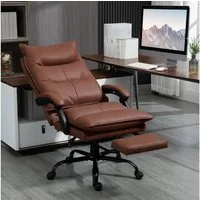 Vinsetto Schreibtischstuhl Bürostuhl Massagefunktion, Ergonomischer PC Stuhl mit Lendenheizung (Chefsessel, 1 St), 120 kg Belastbar, Braun