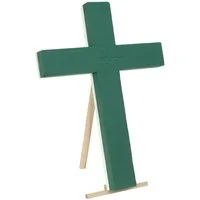 Creativery Bastelmoos, Nass Steckschaum Kreuz 40x28x6cm mit Holzständer