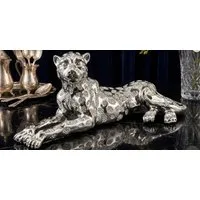 alesvelt Skulptur Moderne Dekofigur Leopard 57 cm Gold / Silber (1-Stück, 57 x 23 x 22 cm), Gold/ Silber