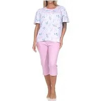 Normann Pyjama Normann Damen fraulicher kurzarm Capri Pyjama in Klassischer Optik