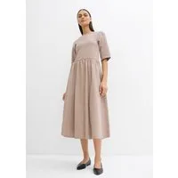 bonprix Midikleid aus Baumwolle, A-Linien-Passform, Kurzarm-Design, Midilänge