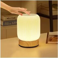 SinLaw LED Nachtlicht LED Touch Nachtlicht RGB, USB-Ladefunktion, dimmbar, Timer, Holzoptik, LED, Touch Tischlampe mit RGB Farbwechsel