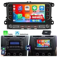ESSGOO 7" Android 15 Für VW GOLF 5 6 Touran EOS Tiguan Polo 6R Passat Caddy Autoradio (RDS, 4+64G(optional), DAB (optional), FM, DAB+ (optional), Carplay Android Auto DAB (optional), RDS, FM, 4+64GB, SWC, GPS NAVI)