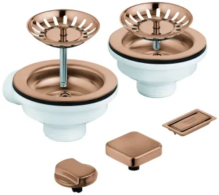 GROHE Spülen-Ablaufgarnitur 40998 2 Becken mit Exzenter warm sunset gebürstet, 40998DL0 40998DL0