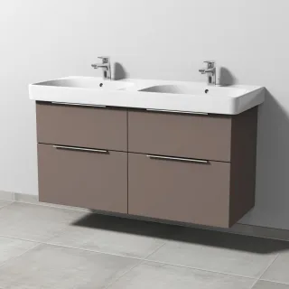 Sanipa 3way Waschtischunterbau zu Geberit Smyle Square Waschtisch mit 4 Auszügen, Taupe-Matt UP6741T