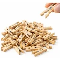 Bastelfreund® Kalender zum Selbstbasteln 100x Miniklammern 25 mm groß - Mini Holzklammer Basteln Fotohalter, aus Holz